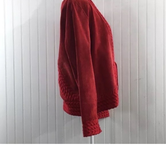 Cold Water Creek Red 100% Genuine Suede Leather Blazer Jacket Size Medium Unworn - Picture 2 of 11